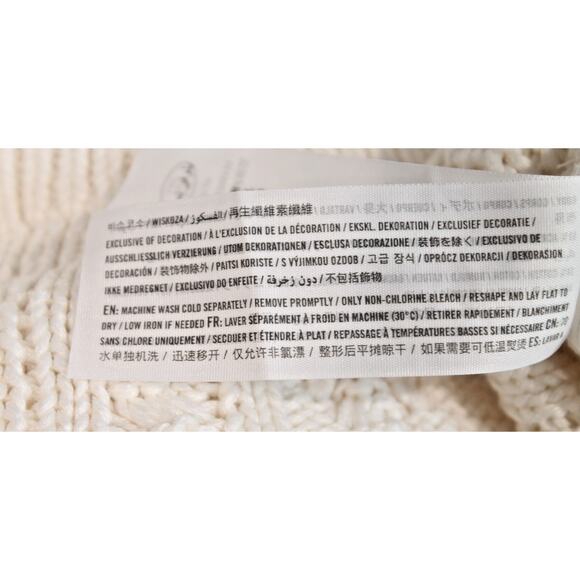 Abercrombie Fitch Sweater Womens size S Ivory Varsity Cable Cuff V-Neck Trim - Picture 8 of 8